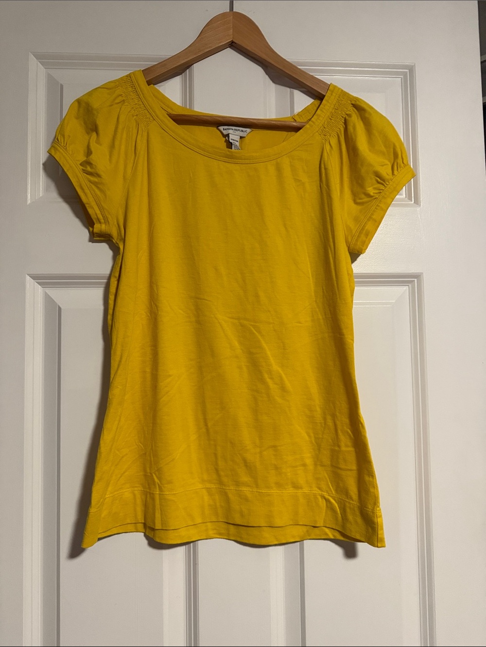 Banana Republic Bright Yellow Scoop Neck Short Sleeve Tee